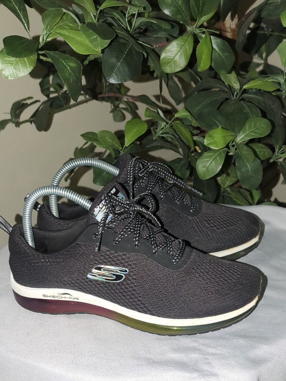 Skechers Skech- Air Black Mesh Athletic Walking Shoes